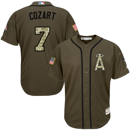 Angels of Anaheim #7 Zack Cozart Green Salute to Service Stitched MLB Jersey
